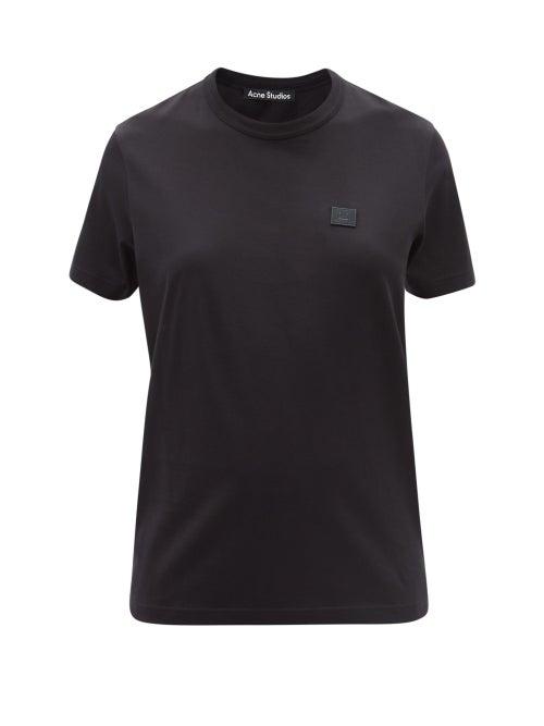 Ladies Rtw Acne Studios - Ellison Face-patch Cotton-jersey T-shirt - Womens - Black