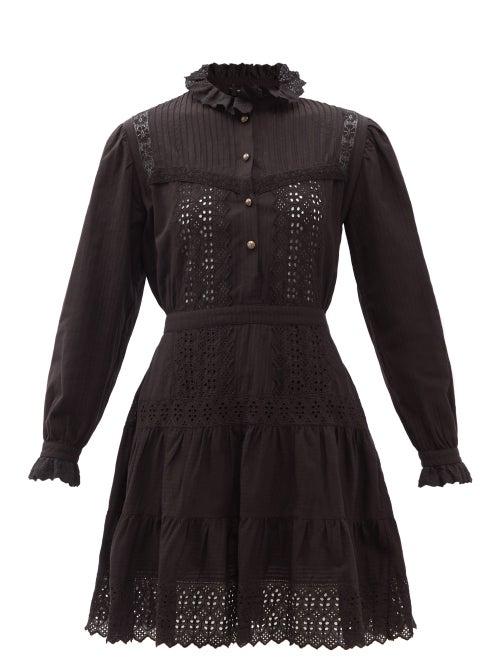 Matchesfashion.com Etro - Giglio Tiered Broderie-anglaise Cotton Dress - Womens - Black