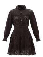 Matchesfashion.com Etro - Giglio Tiered Broderie-anglaise Cotton Dress - Womens - Black