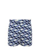 Matchesfashion.com Frescobol Carioca - Cube Print Tailored Fit Swim Shorts - Mens - Blue Multi