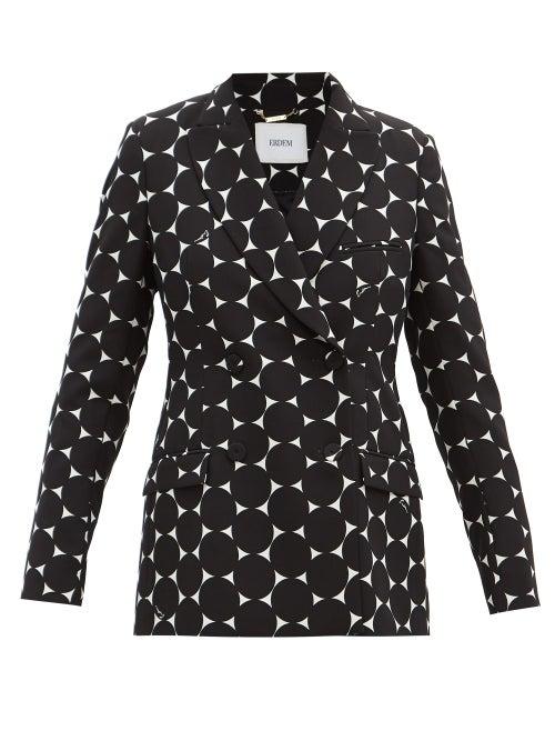 Matchesfashion.com Erdem - Freesia Double-breasted Crepe Jacket - Womens - Black/white