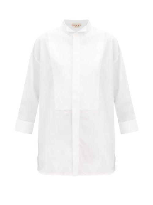 Matchesfashion.com Marni - Oversized Cotton-poplin Tuxedo Shirt - Womens - White