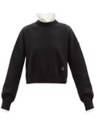 Paco Rabanne - Ruffled Cropped Merino-blend Sweater - Womens - Black