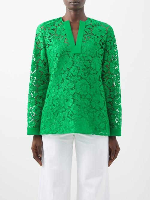 Valentino - Guipure-lace Top - Womens - Green