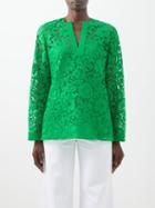 Valentino - Guipure-lace Top - Womens - Green