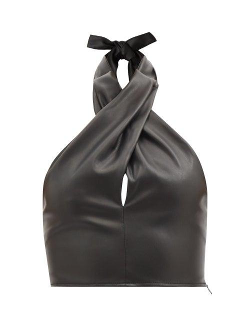 Staud - Kai Faux-leather Crop Top - Womens - Black