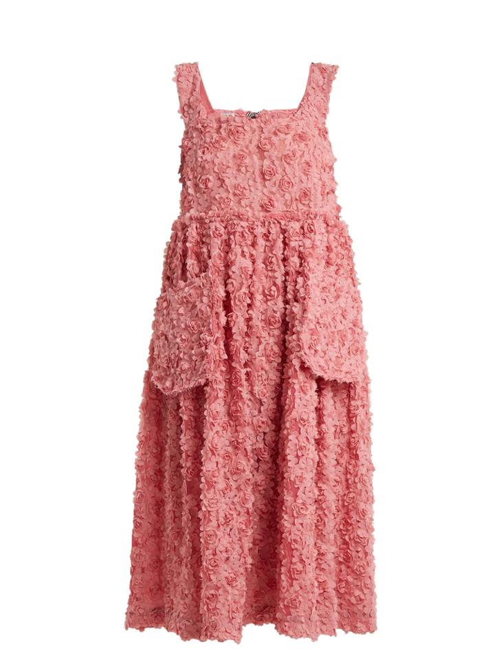 Shrimps Iris Floral-embroidered Organza Dress