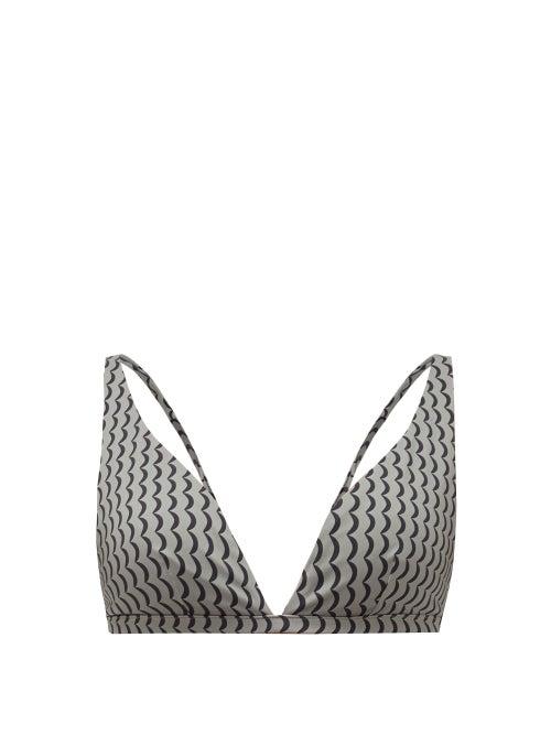 Matchesfashion.com Asceno - Cannes Wave-print Triangle Bikini Top - Womens - Grey Multi