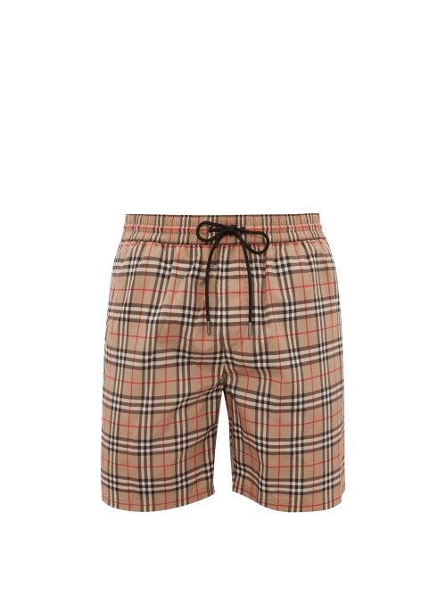 Matchesfashion.com Burberry - Vintage Check Swim Shorts - Mens - Beige