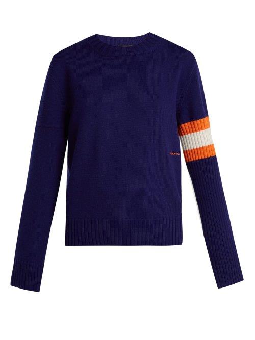 Matchesfashion.com Calvin Klein 205w39nyc - Contrasting Sleeve Cashmere Sweater - Womens - Navy Multi