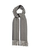 Matchesfashion.com Saint Laurent - Stripe-jacquard Fringed Cashmere Scarf - Womens - Black White