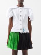 Chopova Lowena - Octo Puff-sleeve Cotton-poplin Shirt - Womens - White