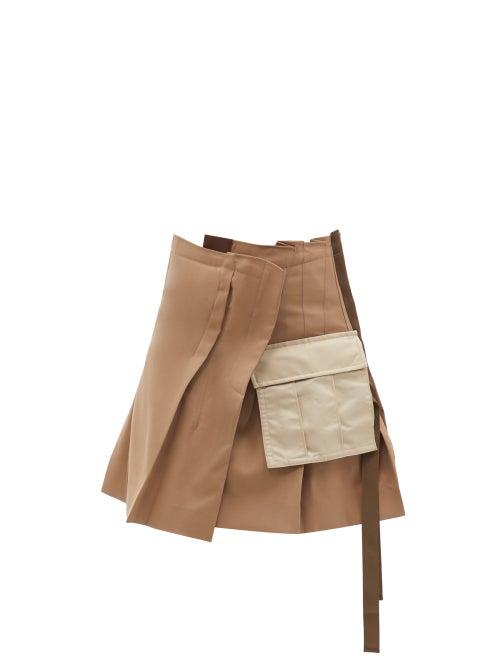 Sacai - Cargo-pocket Pleated Mini Skirt - Womens - Beige