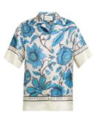Matchesfashion.com Gucci - Alsacienne Print Silk Faille Bowling Shirt - Womens - Blue Multi