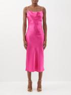 Olivia Von Halle - Bibi Chain-strap Silk-satin Dress - Womens - Light Pink