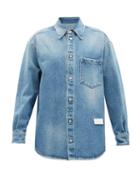 Mm6 Maison Margiela - Logo-tab Denim Shirt - Womens - Light Denim