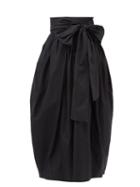 Cecilie Bahnsen - Junita Waist-sash Cotton-poplin Midi Skirt - Womens - Black