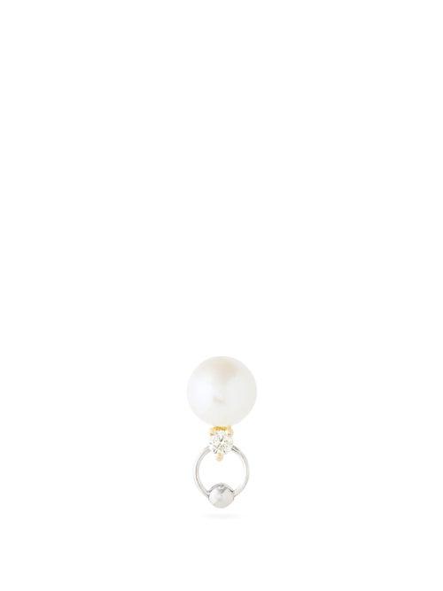 Matchesfashion.com Delfina Delettrez - Pearl, Diamond And 18kt Gold Single Earring - Womens - Diamond