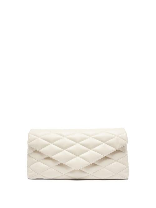 Saint Laurent - Sade Puffer Quilted-leather Clutch - Womens - Ivory