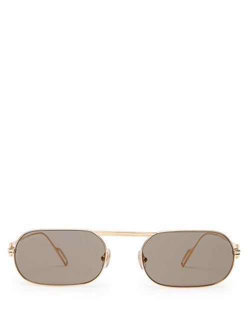 Matchesfashion.com Cartier Eyewear - Premire De Cartier Oval Frame Sunglasses - Mens - Gold