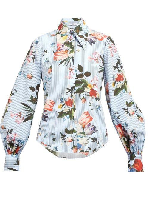 Matchesfashion.com Erdem - Eula Isabelle Print Cotton Shirt - Womens - Blue Print