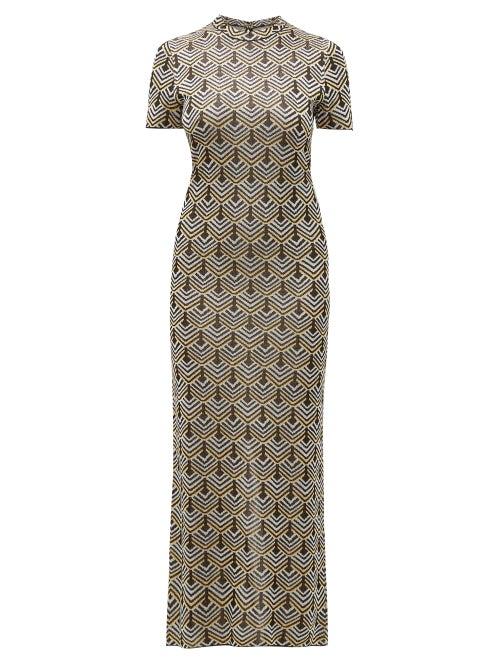 Matchesfashion.com Paco Rabanne - Geometric Lam Jacquard Maxi Dress - Womens - Multi