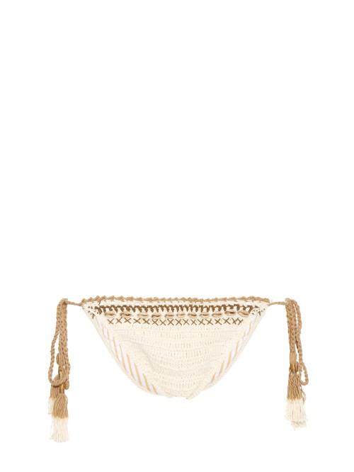She Made Me Mihira Embellished Tie-side Crochet Bikini Briefs