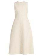 Valentino Daisy-appliqu Wool And Silk-blend Midi Dress