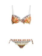 Matchesfashion.com Camilla - Frill Tab Tie Bikini - Womens - Orange Multi