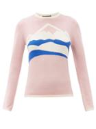 Matchesfashion.com Perfect Moment - Chamonix Mountain-intarsia Merino Wool Sweater - Womens - Pink