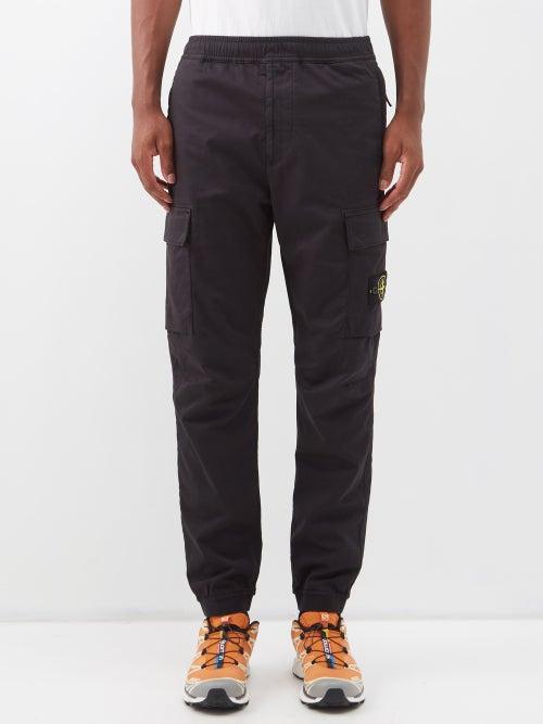 Stone Island - Cotton-blend Twill Cargo Trousers - Mens - Black