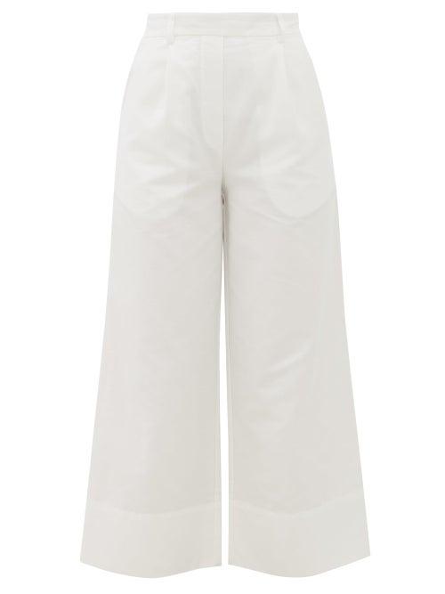 Matchesfashion.com Matteau - The Cropped Summer Cotton-blend Trousers - Womens - White