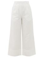 Matchesfashion.com Matteau - The Cropped Summer Cotton-blend Trousers - Womens - White