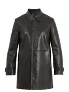 Prada Point-collar Leather Coat