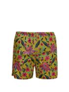 Matchesfashion.com Prada - Striped Floral Print Swim Shorts - Mens - Yellow Multi
