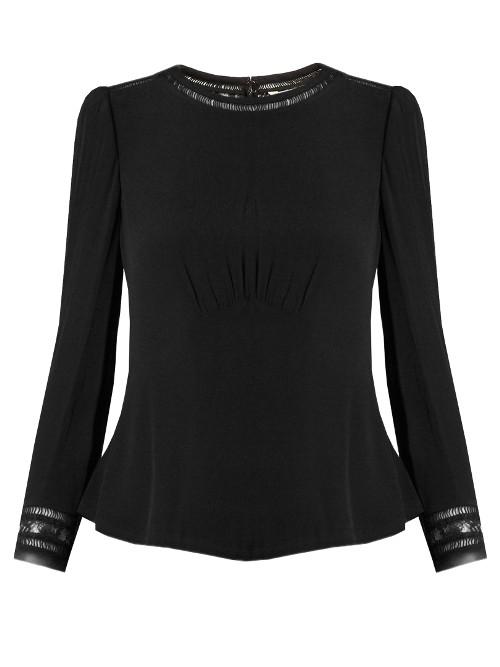 Rebecca Taylor Lace-insert Peplum Crepe Blouse