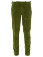 Matchesfashion.com Incotex - Tapered Leg Cotton Blend Corduroy Trousers - Mens - Green