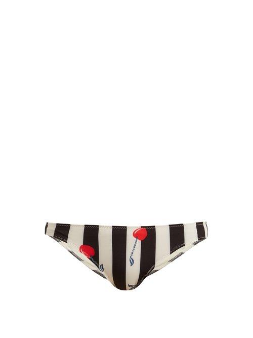 Matchesfashion.com Solid & Striped - The Elle Cherry Print Bikini Briefs - Womens - Black Multi