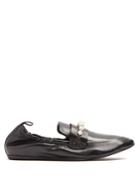 Lanvin Faux-pearl And Crystal-embellished Leather Loafers