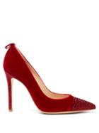Matchesfashion.com Gianvito Rossi - Crystal 105 Velvet Pumps - Womens - Red