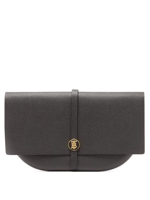 Matchesfashion.com Burberry - Tb-monogram Leather Clutch - Womens - Black