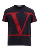 Matchesfashion.com Valentino - V Logo Cotton T Shirt - Mens - Navy