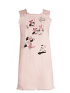Matchesfashion.com Claire Barrow - Cat And Mouse Print Square Neck Denim Dress - Womens - Light Pink