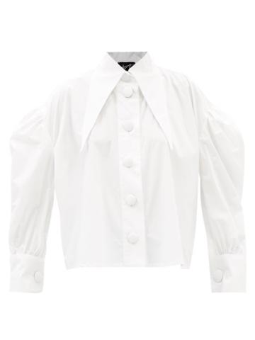 Elzinga - Exaggerated-collar Cotton-poplin Shirt - Womens - White