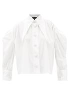 Elzinga - Exaggerated-collar Cotton-poplin Shirt - Womens - White