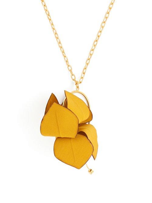 Matchesfashion.com Marni - Flora Fabric And Strass Necklace - Womens - Yellow