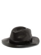 Matchesfashion.com Valentino Garavani - V-logo Woven Trilby Hat - Womens - Black