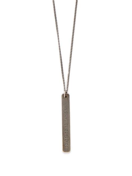 Matchesfashion.com Maison Margiela - Logo Engraved Pendant Silver Necklace - Mens - Silver