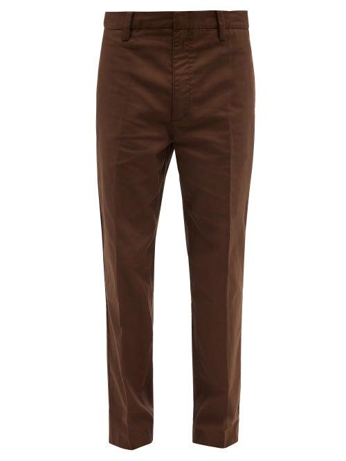 Frame - Relaxed-leg Cotton-twill Trousers - Mens - Dark Brown