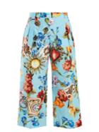 Dolce & Gabbana Floral-print Cotton-poplin Cropped Trousers